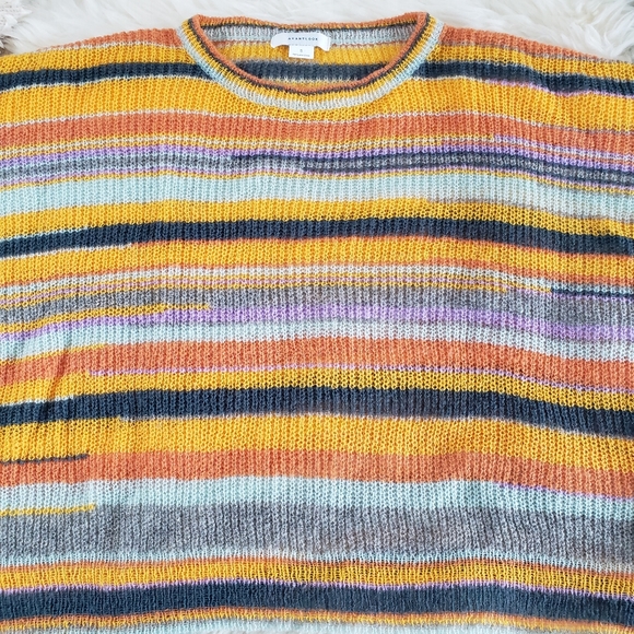 EUC Avantlook Lightweight Multicolor Stripe Oversized Sweater Drop Shoulder Sz S - Picture 5 of 12